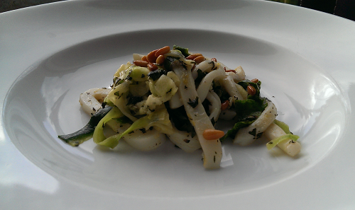 Squid, courgette, mint, pine nuts